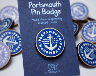 Portsmouth Wooden Pin Badge Eco Friendly Gift Pompey