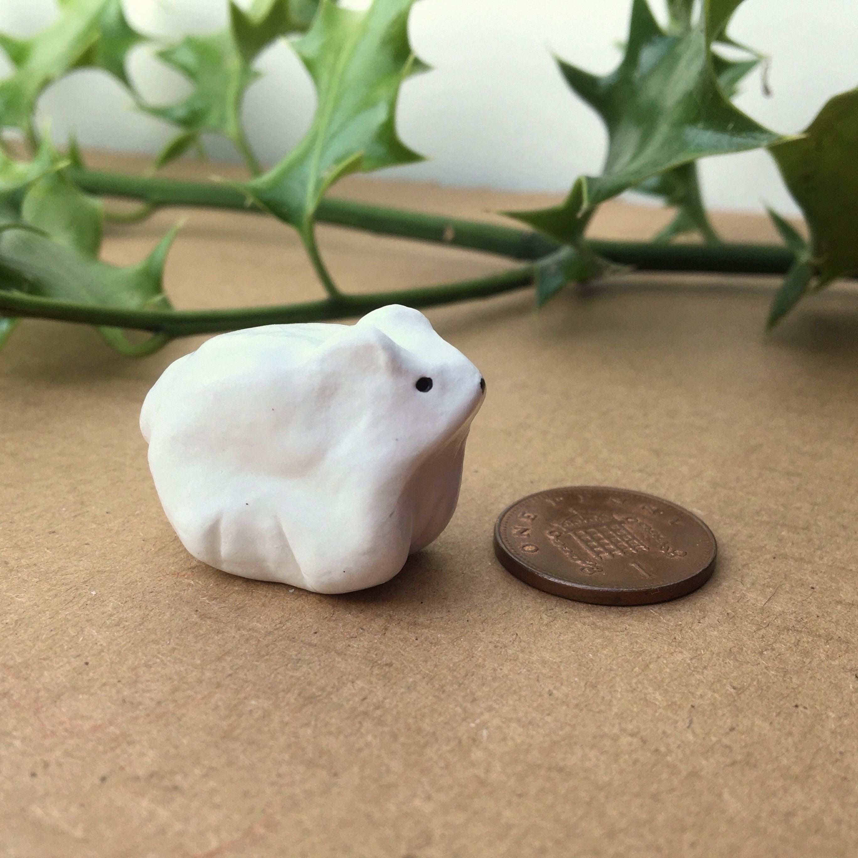 Handmade Tiny Cute Polar Bear Clay Model Figurine Etsy