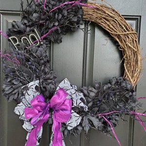 Spider Halloween Krans, Halloween Krans, 18" Krans, krans voor voordeur, Halloween, Spinnen, Paars
