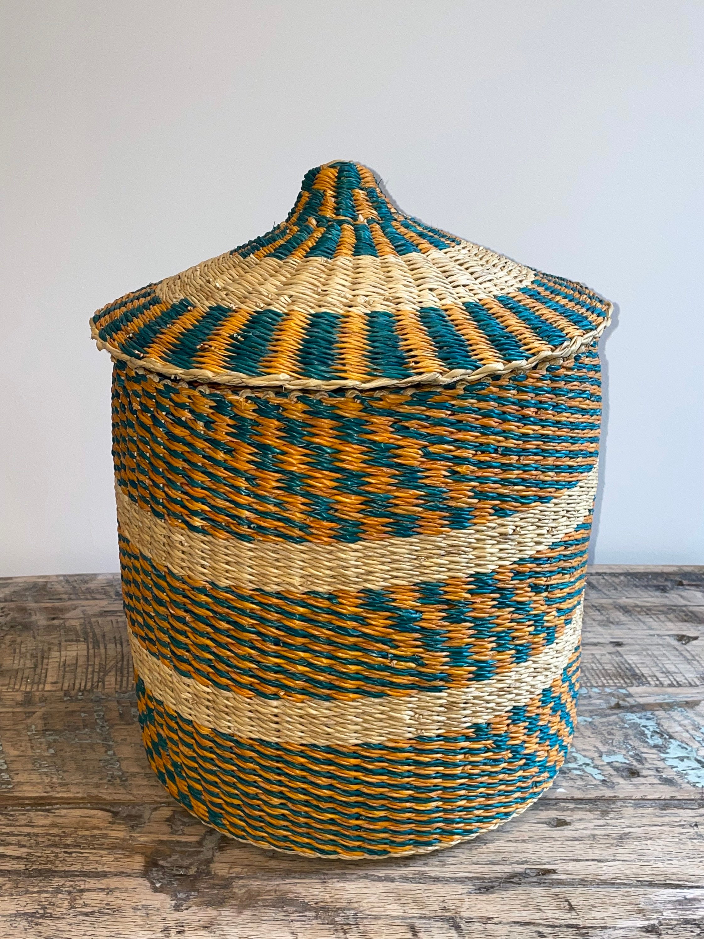 African Bolgatanga storage basket with lid Etsy
