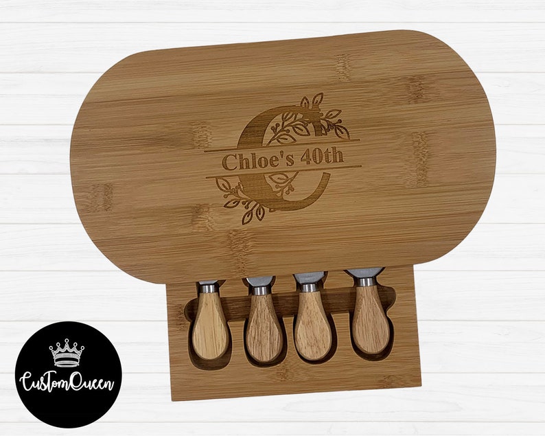 CHEESEBOARD WITH TOOLS Awesome gift Personalised cheeseboard with your wording and design Wedding gift Cheese Board image 9