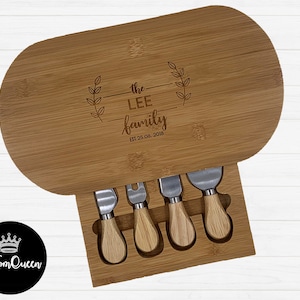 CHEESEBOARD WITH TOOLS Awesome gift Personalised cheeseboard with your wording and design Wedding gift Cheese Board image 8