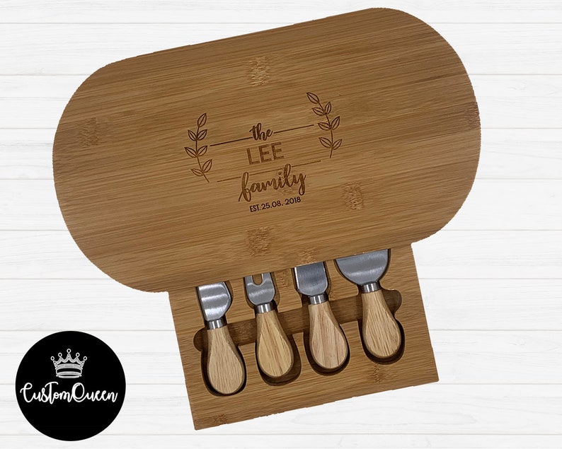 CHEESEBOARD WITH TOOLS Awesome gift Personalised cheeseboard with your wording and design Wedding gift Cheese Board image 8