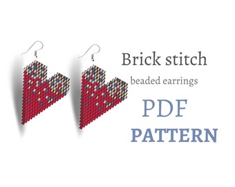 Heart Brick Stitch Earring Pattern, Seed Bead Hearts (PDF Pattern)