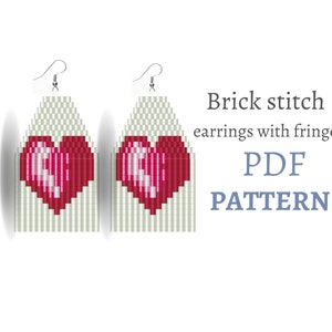 Patroon oorbellen met hartkralen, baksteensteek DIY (pdf-patroon)