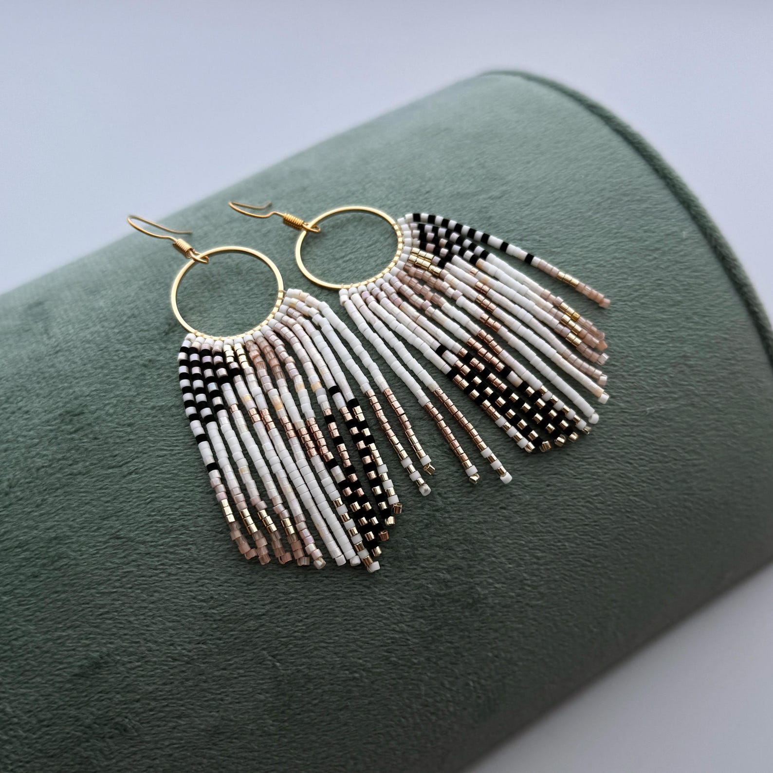 Frige Beaded Earrings Pdf Pattern With Unique Abstract Design, Boho ...