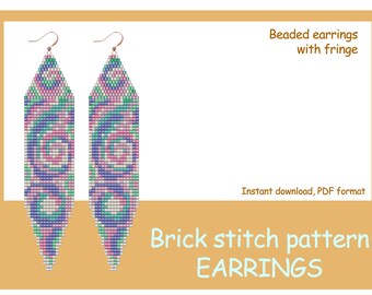 Brick Stitch Earrings Pattern: Colorful Cloud Design (PDF Pattern)