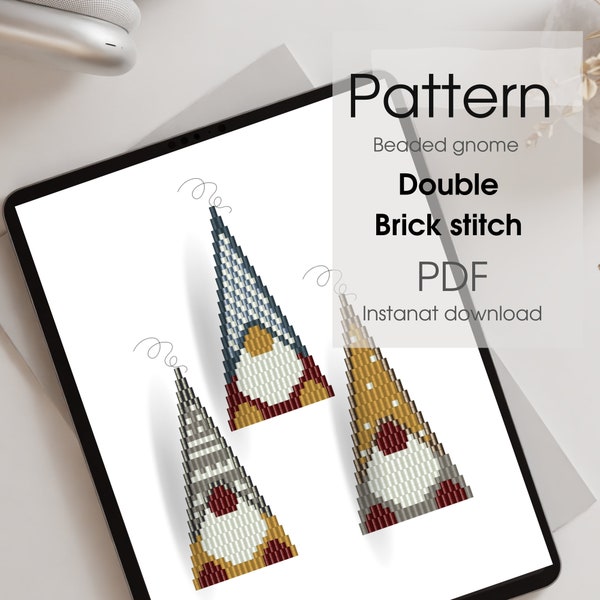 Pattern for scandinavian garden gnome - beaded gnome - brick stitch - christmas tree decor, outdoor decor, easy beading, PDF file