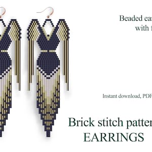 Moon Beaded Fringe Earring Pattern – Brick Stitch (Instant Download)
