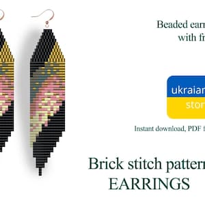 Beaded Fringe Earring Pattern - Brick Stitch Beadweaving (PDF Pattern)