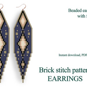 Bead earring pattern - Brick stitch - DIY earrings - beading pattern - seed bead  - bead weaving - instant download