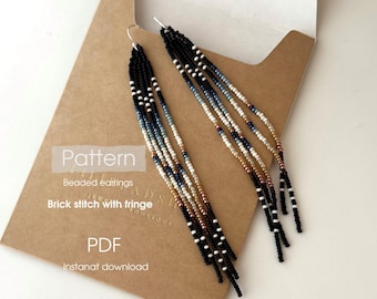 PATTERN for making fringe beaded earrings in a unique eye catching native inspired design, pdf boho jewelry diy