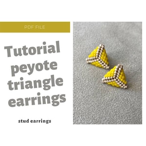 Tutorial beaded stud earrings - DIY peyote triangle stitch earrings - Easy beading - tutorial step by step, how to - tiny beaded earrings
