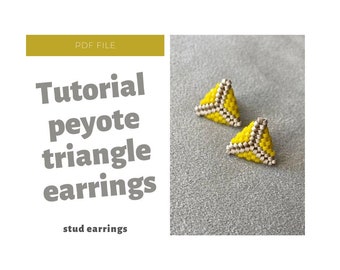 Tutorial beaded stud earrings - DIY peyote triangle stitch earrings - Easy beading - tutorial step by step, how to - tiny beaded earrings
