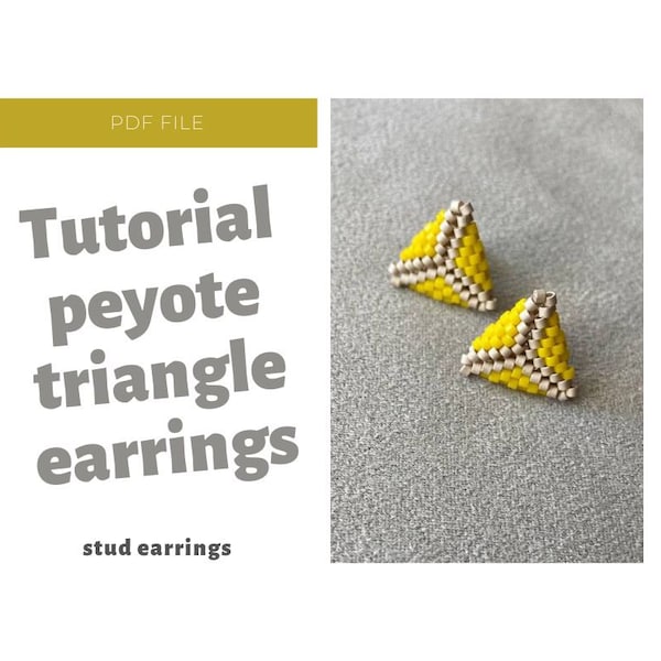 Tutorial beaded stud earrings - DIY peyote triangle stitch earrings - Easy beading - tutorial step by step, how to - tiny beaded earrings
