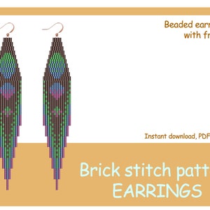 Brick Stitch Beaded Earrings Pattern, Space Print (PDF Pattern)