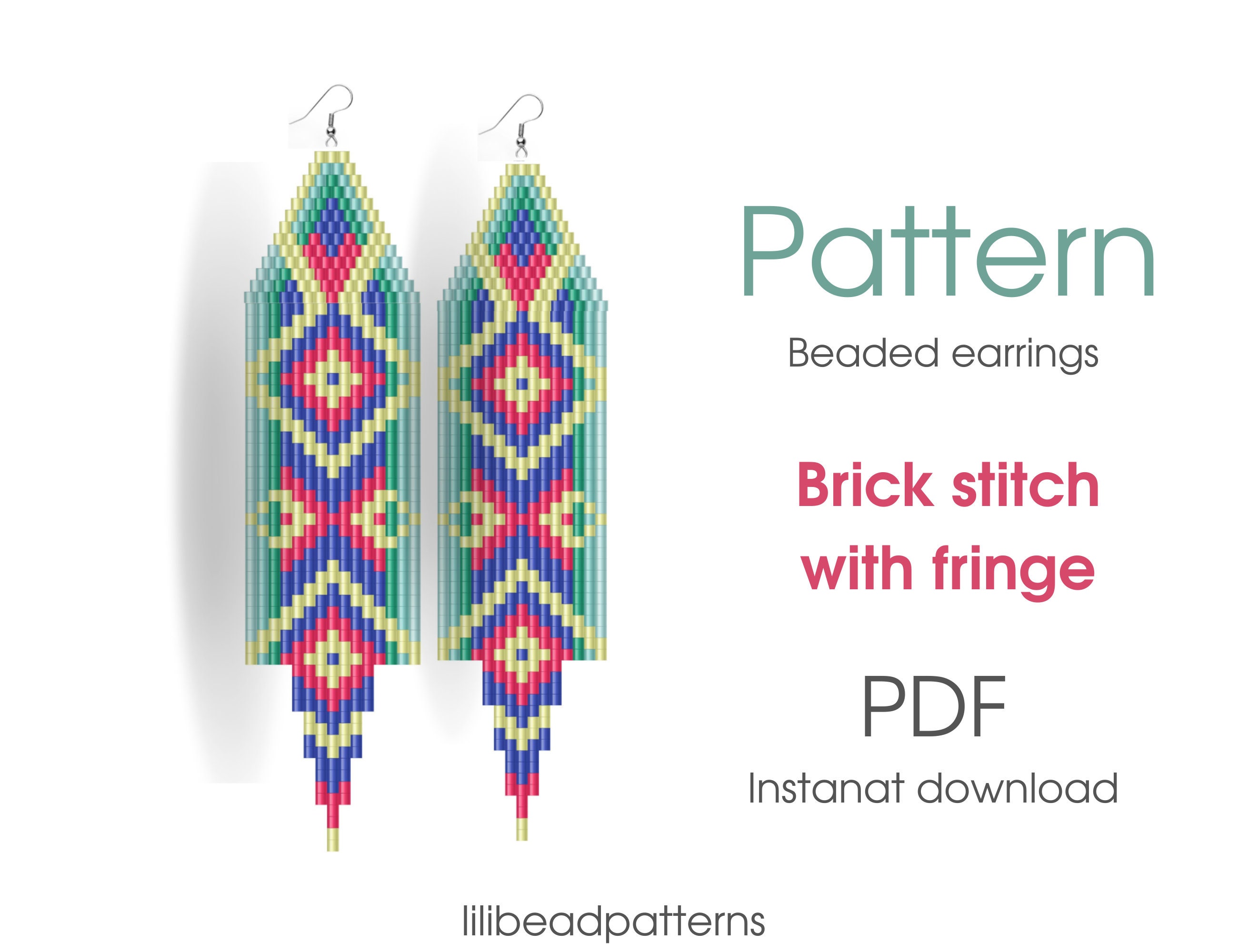 Beaded Fringe Earring Pattern – Brick Stitch Beadweaving (PDF Download ...