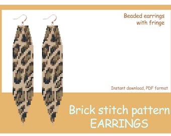 Animal Print Perlen Fransen Ohrringe Brick Stich-Muster (PDF)
