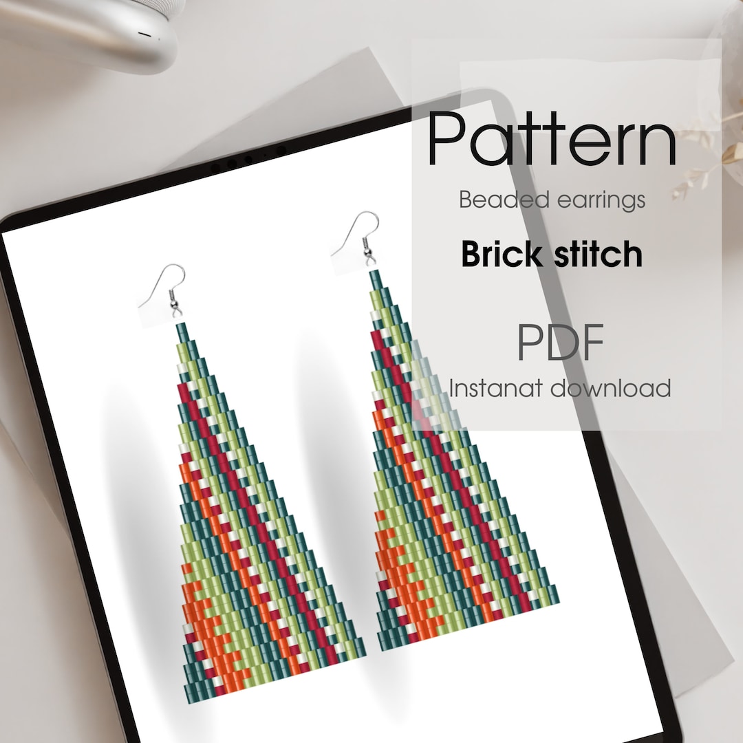 Christmas Tree Beaded Earrings Pattern - DIY Handwoven Earrings - Brick ...