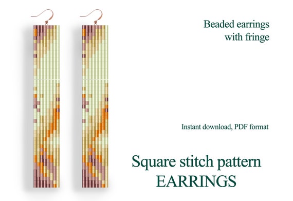 Square Stitch Seed Bead Earrings Pattern – Modern Tie Dye (PDF Pattern)