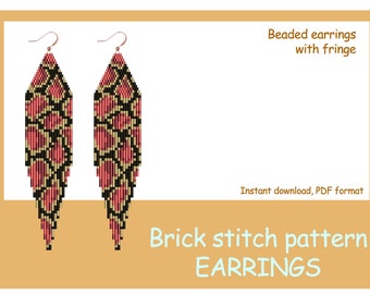 Brick Stich Ohrring Muster, Fransen, Tierdruck (PDF Muster)