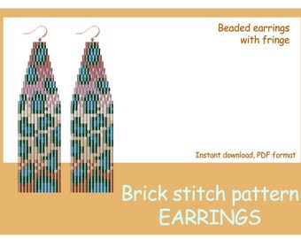 Leopard Print Beaded Fringe Earrings Pattern (PDF Download)