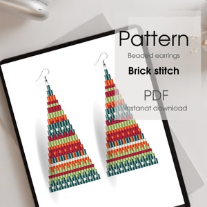 Christmas tree beaded earrings pattern - DIY handwoven earrings - Brick stitch - PDF instant download