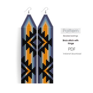 Bead earrings pattern, miyuki earrings, seed bead earrings handwoven diy, pdf, fringe earrings pattern
