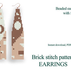 Earring pattern for beading - Moon pattern - Brick stitch pattern for beaded fringe earrings - Instant download. Bead weaving.