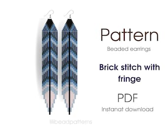 Beaded Fringe Earring Pattern – Brick Stitch Feather Design (PDF Download)