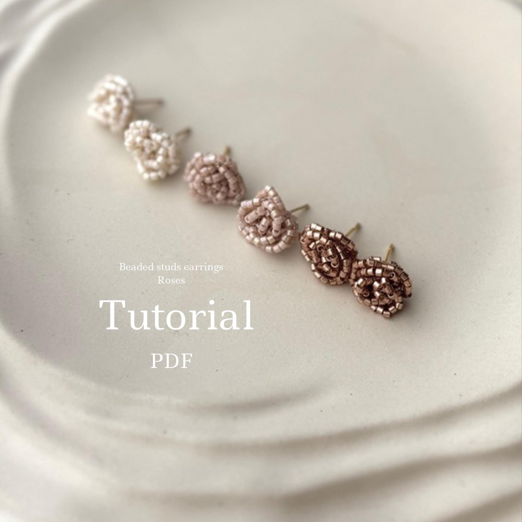 DIY Beaded Rose Stud Earrings Tutorial – Step-by-Step Beadwork Guide for Flower Earrings