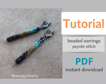 Tutorial beaded peyote earrings - DIY seed bead earrings - Easy beading - tutorial step by step, how to\beadweaving\beadwork\beading