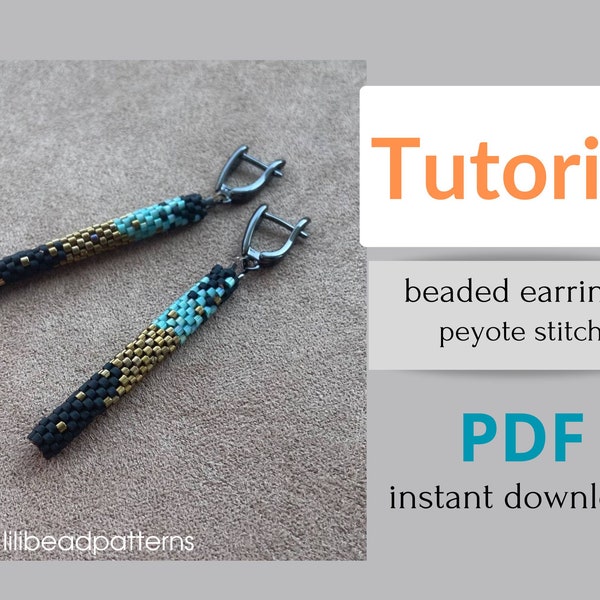 Tutoriel boucles d'oreilles peyotl perlées - Boucles d'oreilles en perles de rocaille bricolage - Perlage facile - tutoriel étape par étape, comment tisser des perles \ perler \ perler