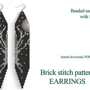 Halloween Moon Night Earrings Pattern – Brick Stitch Beading (PDF Pattern)