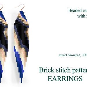 Bead earring pattern - Brick stitch pattern - DIY earrings - beading pattern - seed bead  - bead weaving - instant download