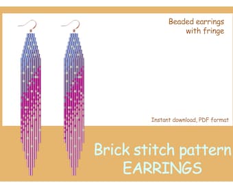 Beaded Fringe Earring Pattern - Brick Stitch, Gradation (PDF Pattern)