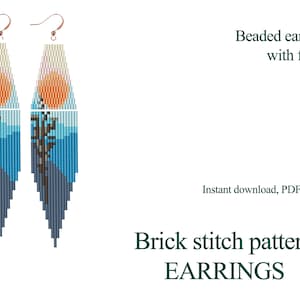 Brick Stitch Earrings Pattern, Seed Bead Mountain Design (PDF Pattern)