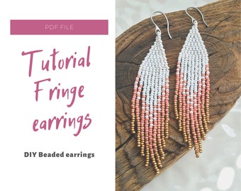 Tutorial beaded fringe earrings - DIY seed bead earrings - Easy beading - tutorial step by step, how to