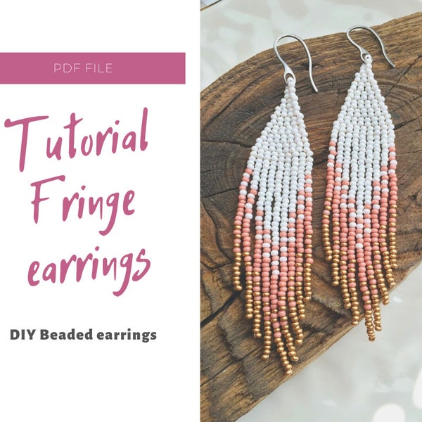 Tutorial beaded fringe earrings - DIY seed bead earrings - Easy beading - tutorial step by step, how to