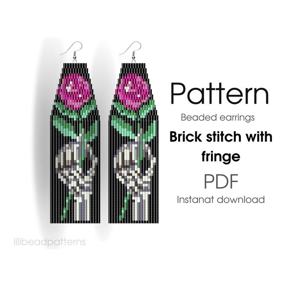 Halloween Earring pattern for beading - Brick stitch pattern for beaded fringe earrings - Instant download. Bead weaving.