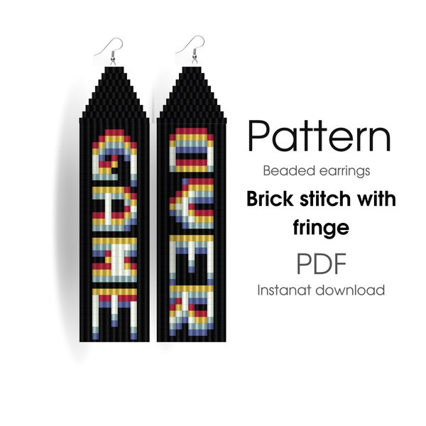 Halloween Earring pattern for beading - Brick stitch pattern for beaded fringe earrings - Instant download. Bead weaving. game over