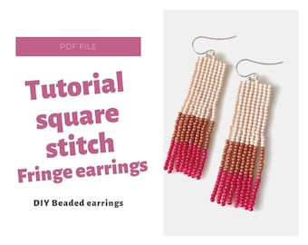 Tutorial beaded fringe earrings - DIY seed bead earrings - Easy beading - tutorial step by step, how to