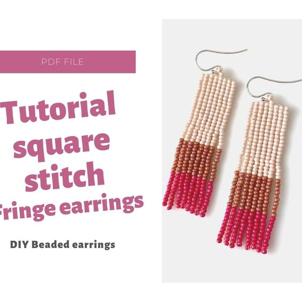 Tutorial beaded fringe earrings - DIY seed bead earrings - Easy beading - tutorial step by step, how to