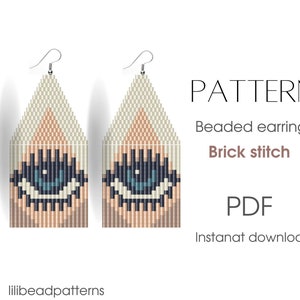 Eye Bead earring pattern - Brick stitch pattern - DIY earrings - beading pattern - seed bead  - bead weaving - instant download