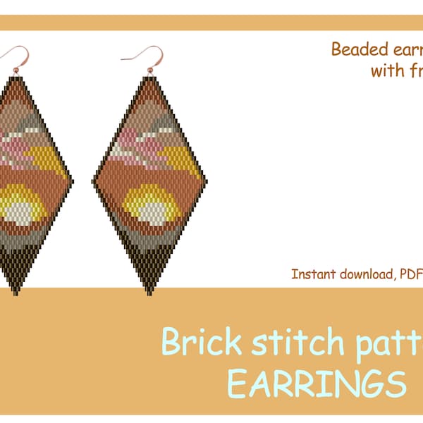 Beaded earrings pattern. Brick stitch Bead pattern for earrings. Rhombus earrings pattern PDF. DIY earrings instant download.