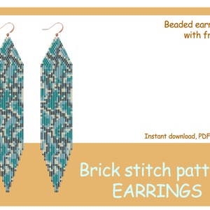 Patrón de pendientes con flecos y cuentas en punto ladrillo: Estampado de serpiente (Patrón en PDF)