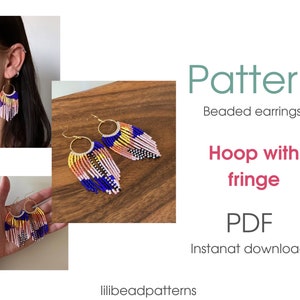 Beaded Hoop Earrings Pattern – Abstract Fringe Design (PDF Download)