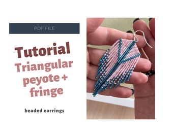 Tutorial beaded fringe earrings, triangular peyote, DIY seed bead earrings - Easy beading - tutorial step by step, how to