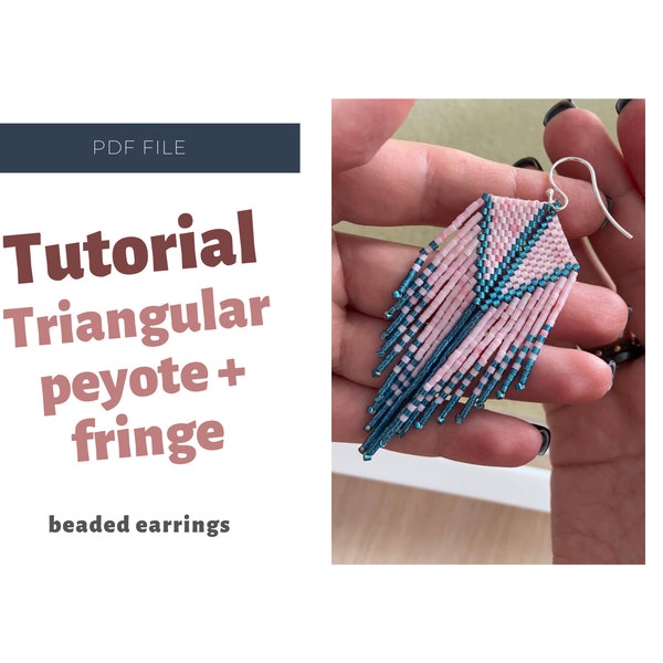 Tutorial beaded fringe earrings, triangular peyote, DIY seed bead earrings - Easy beading - tutorial step by step, how to