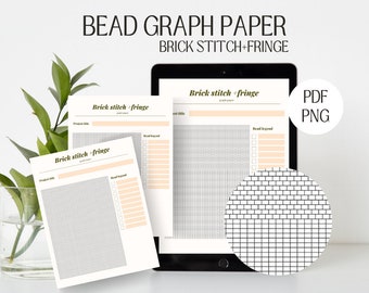 Graph paper template for bead projects brick stitch with fringe, DIY pattern, PDF PNG, instant download